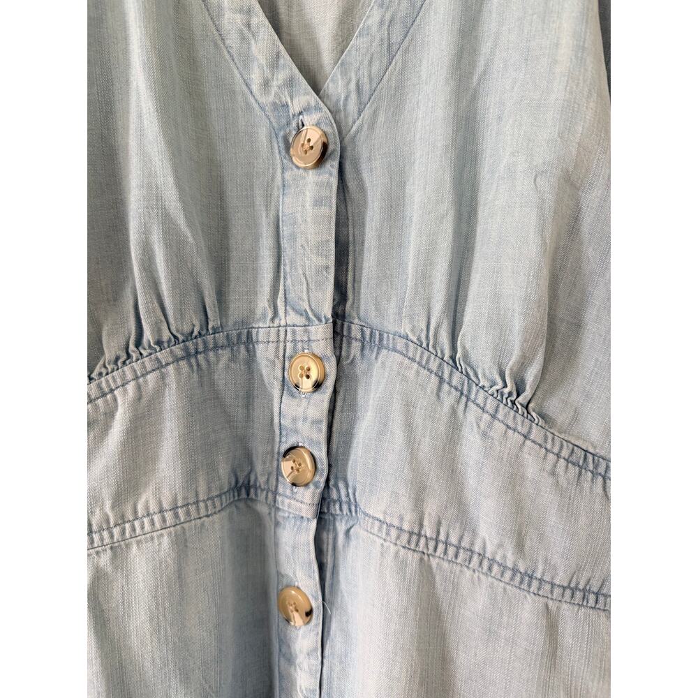 LOFT Chambray Button-Front Flare Dress - Size 16 Lyocell - Picture 4 of 10